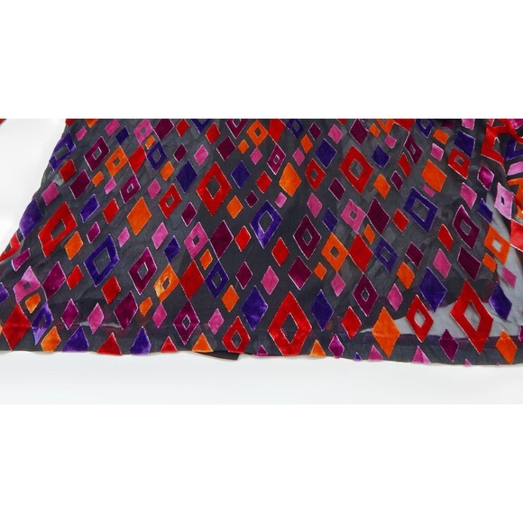 Bob Mackie Top Kimono Womens 1X Diamond Velvet Burnout Sheer Silk Blend Button - Picture 3 of 11